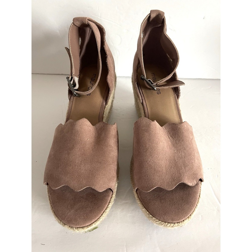 Romantic Boho Scalloped Edge Wedge Sandal Blush Pink 6 1/2M Cottagecore Coquette